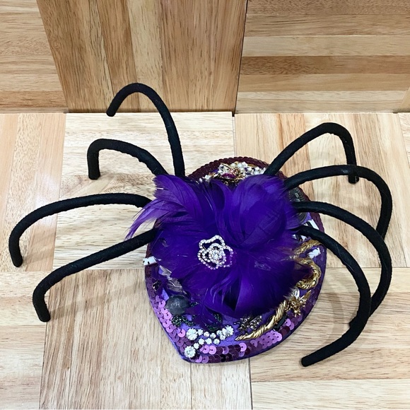 Customized Embellished Spider Fascinator Hat Halloween Costume Hat - Picture 2 of 16